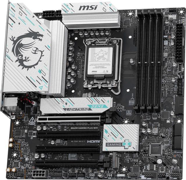 Alt view image 4 of 9 - MSI B860M GAMING PLUS WIFI LGA 1851 Intel B860 SATA 6Gb/s DDR5 PCI-E x16 slot  M.2 Thunderbolt4 5Gbps LAN BE1750x Wi-Fi 7 Micro ATX Motherboard