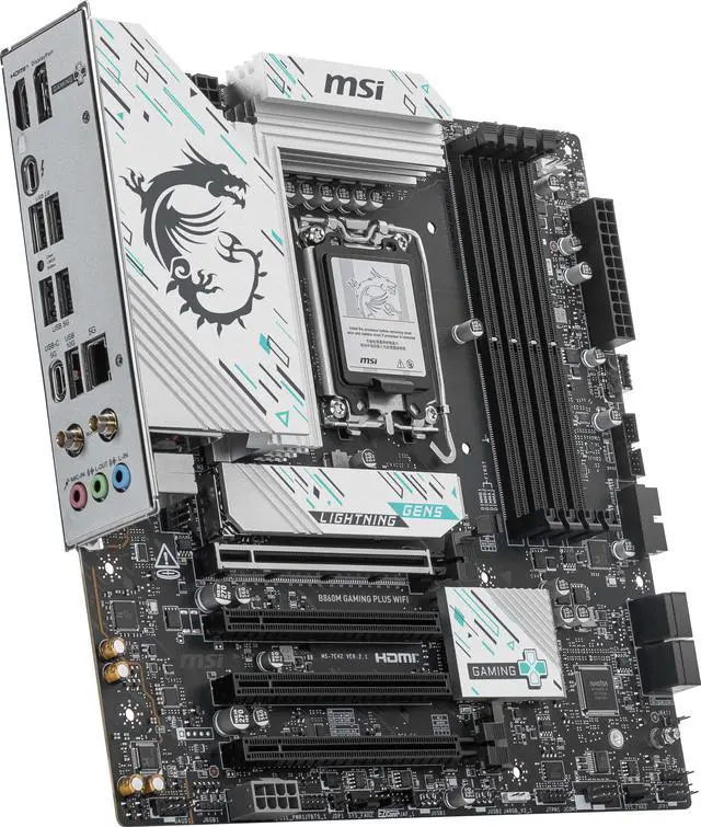 Alt view image 5 of 9 - MSI B860M GAMING PLUS WIFI LGA 1851 Intel B860 SATA 6Gb/s DDR5 PCI-E x16 slot  M.2 Thunderbolt4 5Gbps LAN BE1750x Wi-Fi 7 Micro ATX Motherboard