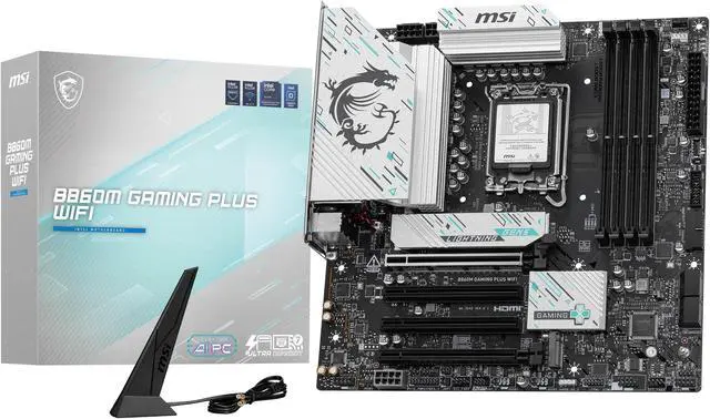Alt view image 9 of 9 - MSI B860M GAMING PLUS WIFI LGA 1851 Intel B860 SATA 6Gb/s DDR5 PCI-E x16 slot  M.2 Thunderbolt4 5Gbps LAN BE1750x Wi-Fi 7 Micro ATX Motherboard