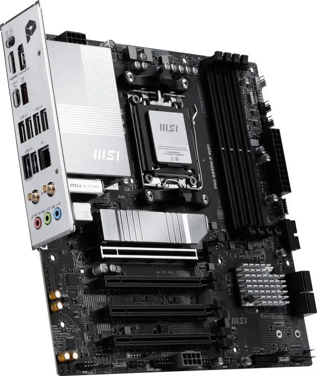 Alt view image 4 of 6 - MSI PRO B850M-P WIFI AM5 AMD B850 support PCIe 5.0 SATA 6Gb/s Displayport1.4 HDMI Wi-Fi 7 5G LAN, Bluetooth 5.4,Micro ATX ,AMD Motherboards