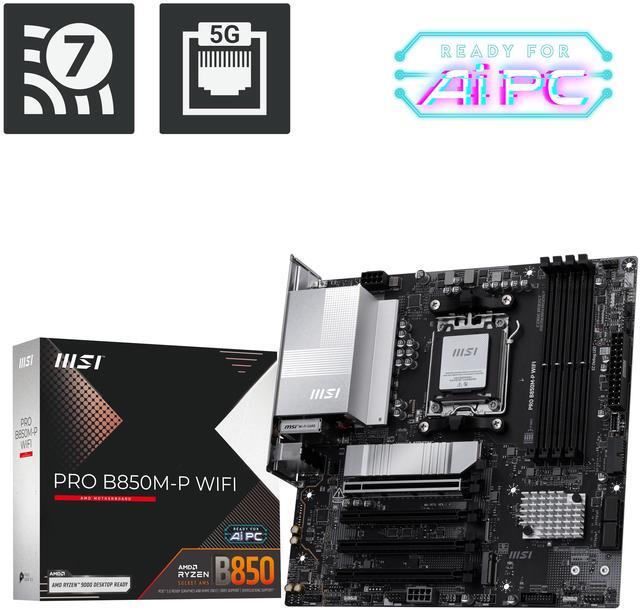 Alt view image 5 of 6 - MSI PRO B850M-P WIFI AM5 AMD B850 support PCIe 5.0 SATA 6Gb/s Displayport1.4 HDMI Wi-Fi 7 5G LAN, Bluetooth 5.4,Micro ATX ,AMD Motherboards