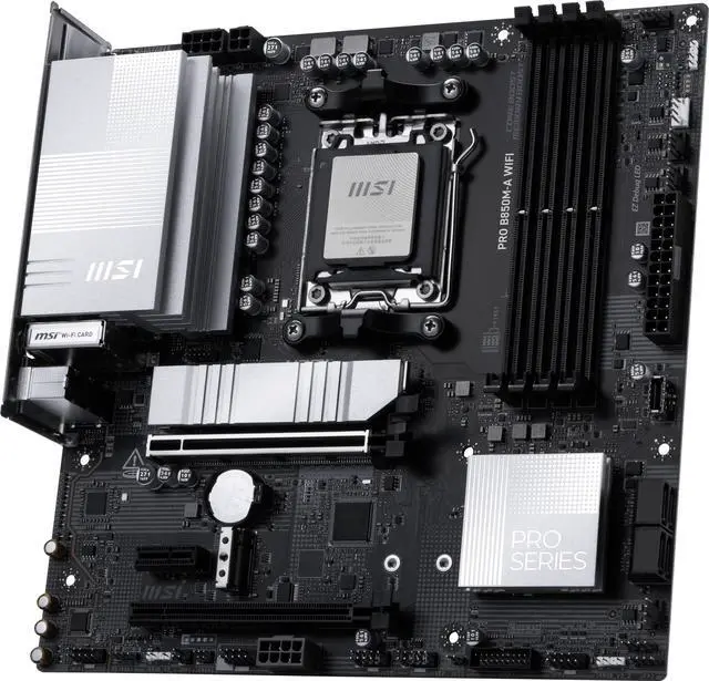 Alt view image 3 of 6 - MSI PRO B850M-A WIFI AM5 , Wi-FI 7, 5G LAN, SATA 6Gbps, Bluetooth 5.4, double M.2 support,Micro ATX AMD Motherboard
