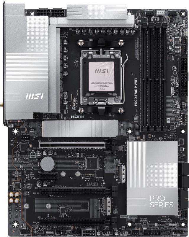 Alt view image 2 of 6 - MSI PRO X870E-P WIFI AM5 ATX AMD Motherboards, USB 4.0 (40G),4x SATA 6Gb/s,Wi-Fi 7, Triple M.2 Connectors,