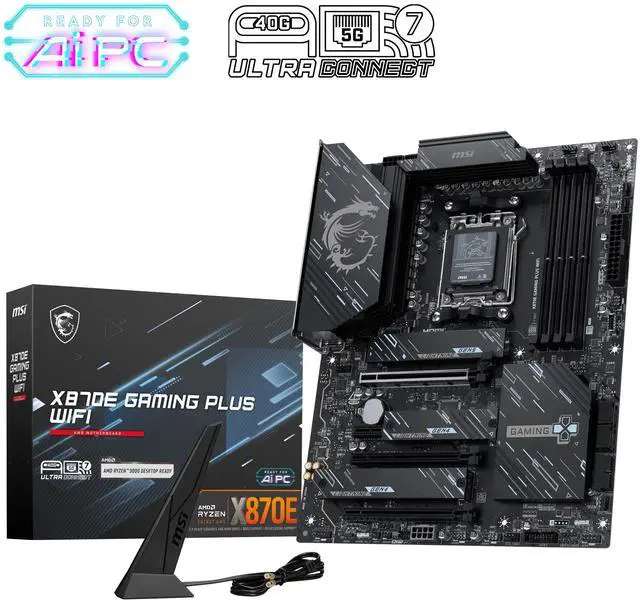 Alt view image 6 of 8 - MSI X870E GAMING PLUS WIFI AM5 AMD X870E SATA 6GB/S  5G LAN DDR5 M.2 Wi-Fi 7 ATX Motherboard