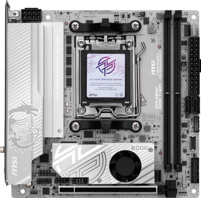 Alt view image 2 of 7 - MSI MPG B850I EDGE TI WIFI AM5 Dual Channel DDR5 8200+ MT/s (OC) SATA 6GB High-speed Connectivity: EZ Antenna Audio Boost 5 AMD Motherboards