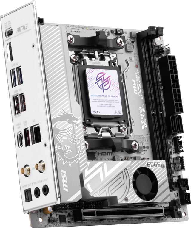 Alt view image 6 of 7 - MSI MPG B850I EDGE TI WIFI AM5 Dual Channel DDR5 8200+ MT/s (OC) SATA 6GB High-speed Connectivity: EZ Antenna Audio Boost 5 AMD Motherboards