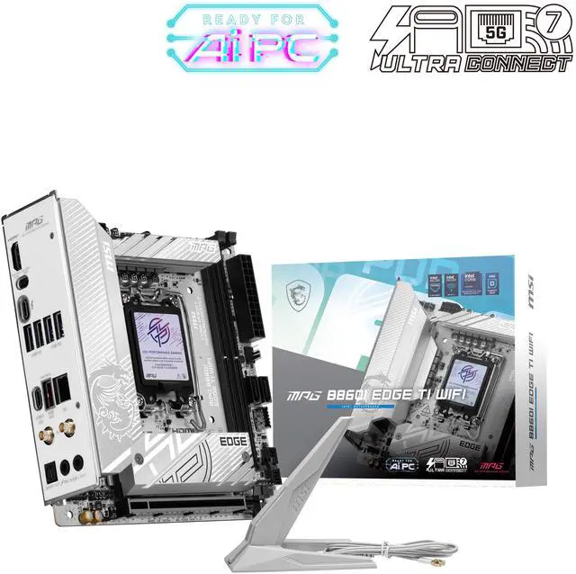 Main image of MSI MPG B860I EDGE TI WIFI Intel LGA 1851 Mini-ITX motherboard - White