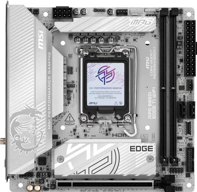 Alt view image 2 of 7 - MSI MPG B860I EDGE TI WIFI Intel LGA 1851 Mini-ITX motherboard - White