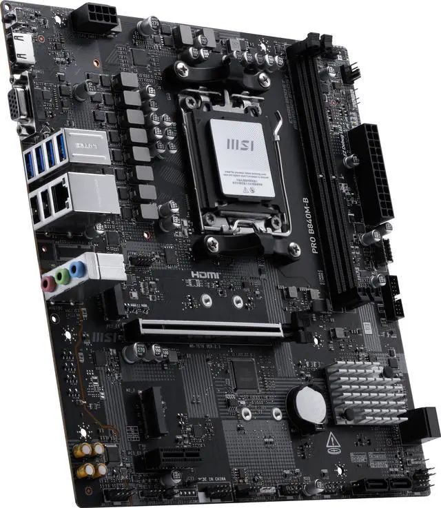 Alt view image 4 of 7 - MSI PRO B840M-B AM5 AMD B840 AMD Motherboard