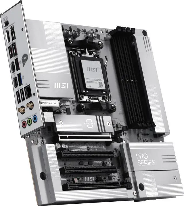 Alt view image 7 of 10 - MSI PRO B850M-A WiFi PZ Motherboard, mATX - Supports AMD Ryzen 9000/8000/7000 Processors, AM5 - DDR5 Memory Boost (8200+ MT/s OC), PCIe 5.0 x16 & 4.0 x4, M.2 Gen5, Wi-Fi 7, 5G LAN