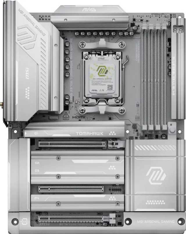 Alt view image 2 of 11 - MSI MAG X870E TOMAHAWK MAX WIFI PZ AM5 AMD X870E Back Connect Motherboard, SATA 6Gb/s M.2 DDR5 Wi-Fi 7 5G LAN ATX Motherboards