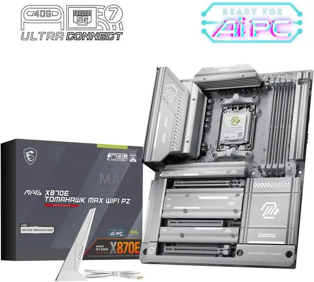 Main image of MSI MAG X870E TOMAHAWK MAX WIFI PZ AM5 AMD X870E Back Connect Motherboard, SATA 6Gb/s M.2 DDR5 Wi-Fi 7 5G LAN ATX Motherboards