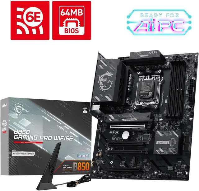 Alt view image 7 of 7 - MSI B850 GAMING PRO WIFI6E AM5 AMD B850 ATX Motherboards