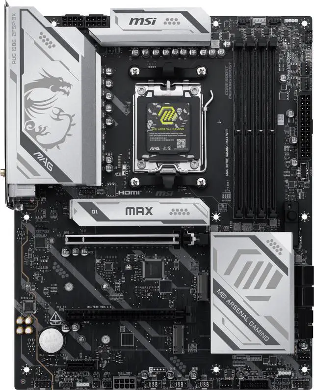 Alt view image 2 of 7 - MSI MAG X870E GAMING MAX WIFI, DDR5, PCIe 5.0 x16, Wi-Fi 7, USB 3.2 Gen 2, ATX