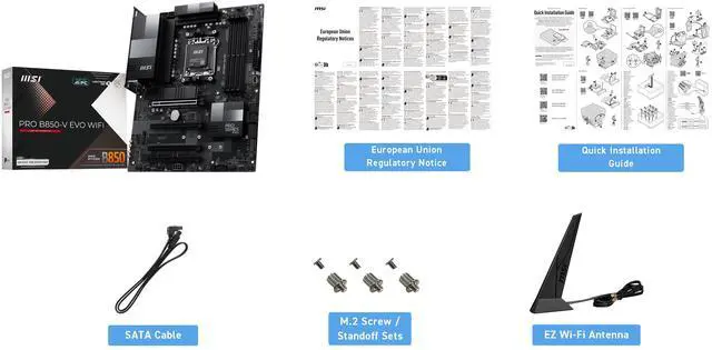 Alt view image 7 of 7 - MSI PRO B850-V EVO WIFI AM5 AMD B850 SATA 6Gb/s 5G Network Wi-Fi6E DDR5 Motherboard