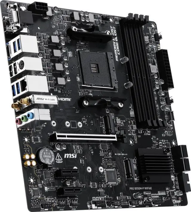 Alt view image 3 of 6 - MSI PRO B550M-P WIFI6E AM4 AMD B550 Micro ATX Motherboard - DDR4 4400+, PCIe 4.0, Dual M.2 (Gen4), Wi-Fi 6E, BT 5.3, Front USB-C, Realtek 1GbE LAN
