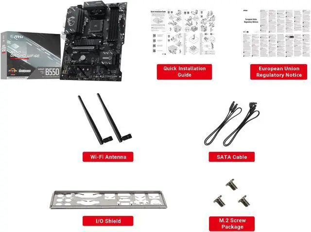 Alt view image 6 of 6 - MSI B550 GAMING WIFI6E AM4 AMD B550 SATA 6GB/S 1G LAN DDR4 M.2 Wi-Fi 6E ATX Motherboard