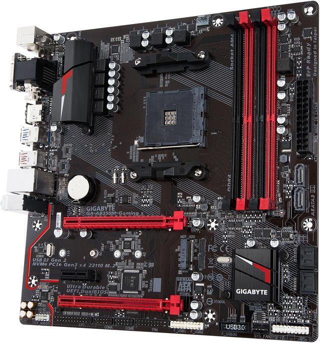 Alt view image 2 of 5 - GIGABYTE GA-AB350M-Gaming 3 (rev. 1.0) AM4 AMD B350 USB 3.1 HDMI Micro ATX AMD Motherboard