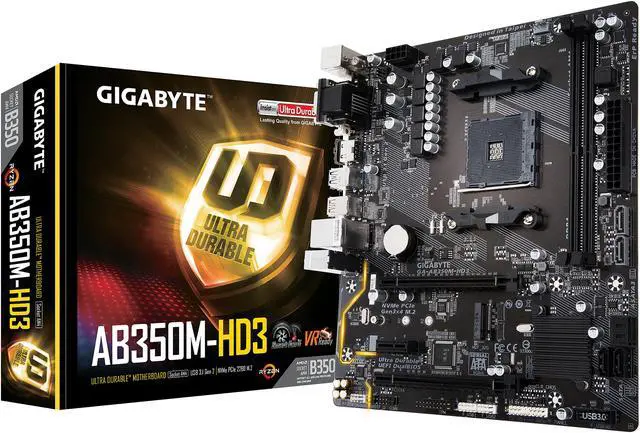 Alt view image 4 of 4 - GIGABYTE GA-AB350M-HD3 (rev. 1.0) AM4 AMD B350 USB 3.1 HDMI Micro ATX AMD Motherboard