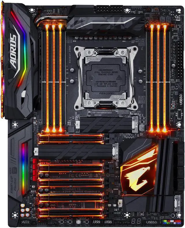 Alt view image 2 of 6 - GIGABYTE AORUS X299 AORUS Gaming 9 (rev. 1.0) LGA 2066 Intel X299 USB 3.1 ATX Intel Motherboard