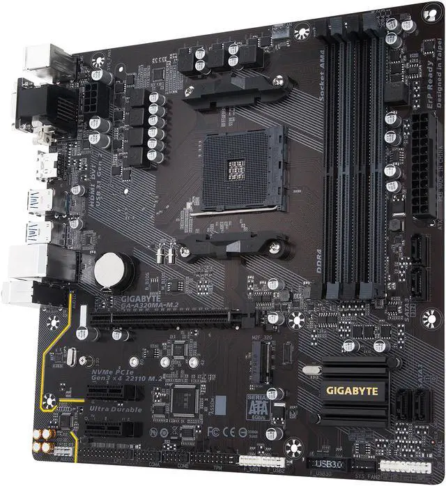 Alt view image 3 of 5 - GIGABYTE GA-A320MA-M.2 (rev. 1.0) AM4 AMD A320 USB 3.1 HDMI Micro ATX AMD Motherboard