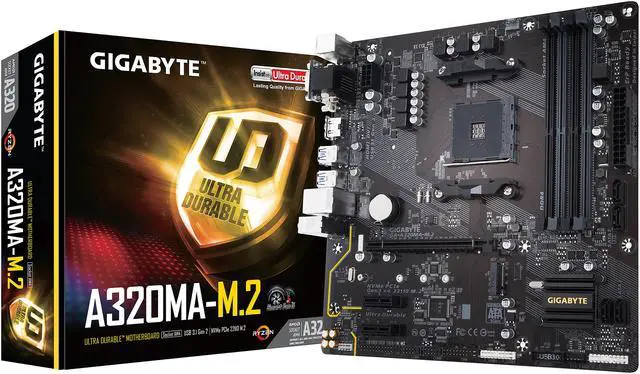 Alt view image 5 of 5 - GIGABYTE GA-A320MA-M.2 (rev. 1.0) AM4 AMD A320 USB 3.1 HDMI Micro ATX AMD Motherboard