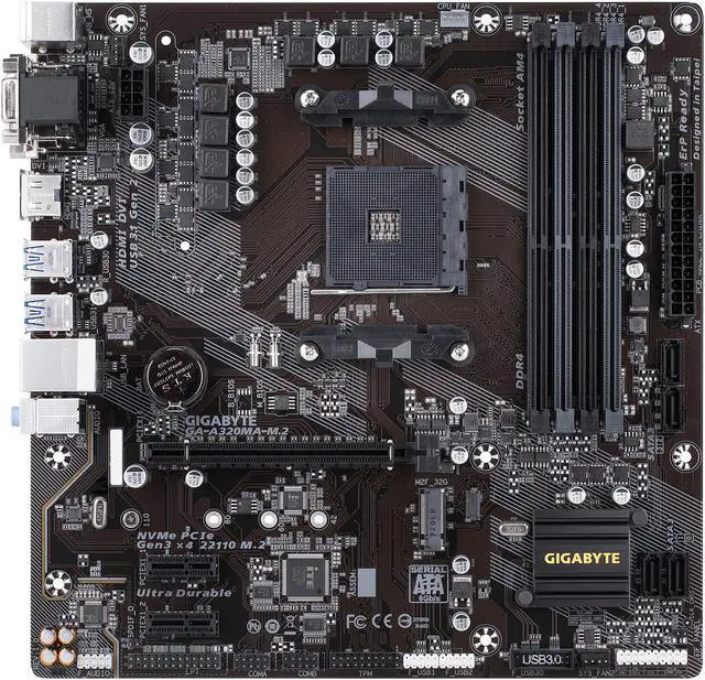 Alt view image 4 of 5 - GIGABYTE GA-A320MA-M.2 (rev. 1.0) AM4 AMD A320 USB 3.1 HDMI Micro ATX AMD Motherboard