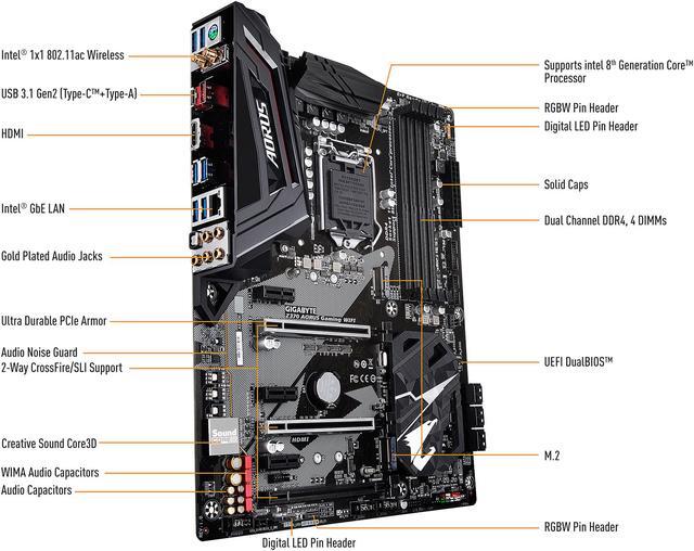 Alt view image 7 of 9 - GIGABYTE Z370 AORUS GAMING WIFI (rev. 1.0) LGA 1151 (300 Series) Intel Z370 HDMI USB 3.1 ATX Intel Motherboard