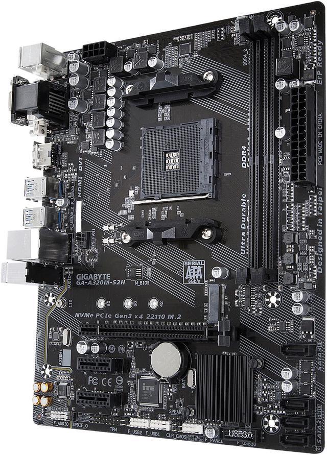 Alt view image 3 of 8 - GIGABYTE GA-A320M-S2H REV 1.0 AM4 AMD A320 USB 3.1 HDMI Micro ATX AMD Motherboard