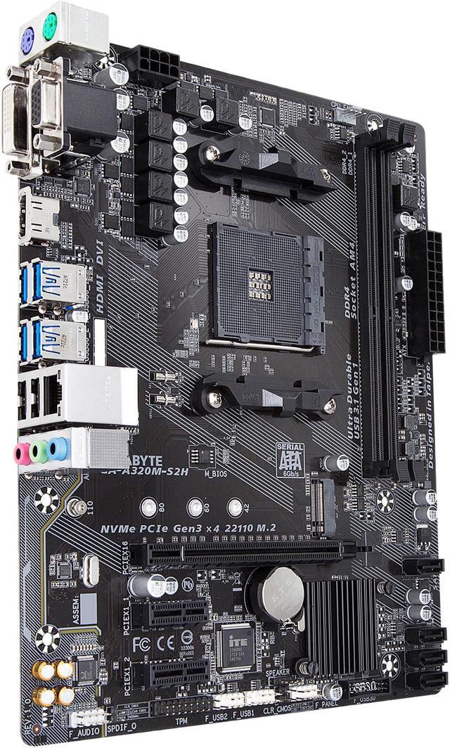 Alt view image 4 of 8 - GIGABYTE GA-A320M-S2H REV 1.0 AM4 AMD A320 USB 3.1 HDMI Micro ATX AMD Motherboard