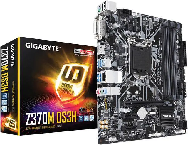 Alt view image 4 of 4 - GIGABYTE Z370M DS3H Rev. 1.0 LGA 1151 (300 Series) Intel Z370 HDMI USB 3.1 Micro ATX Intel Motherboard