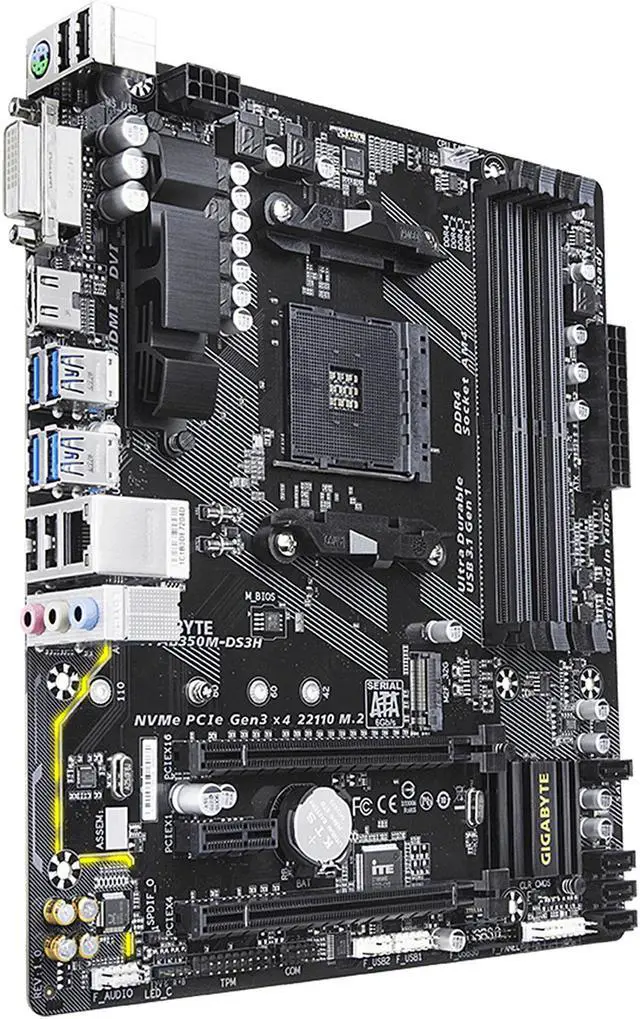 Alt view image 4 of 5 - GIGABYTE AB350M-DS3H AM4 AMD B350 USB 3.1 HDMI Micro ATX AMD Motherboard