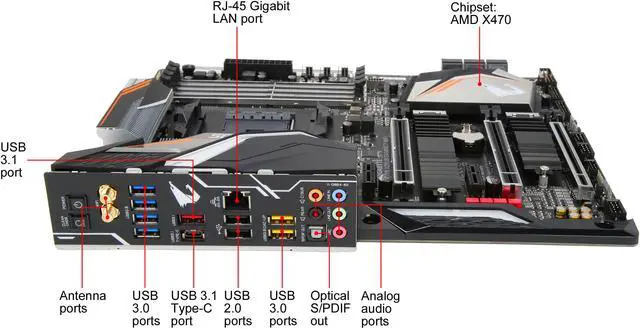 Alt view image 6 of 6 - GIGABYTE X470 AORUS GAMING 7 WIFI AM4 AMD X470 USB 3.1 ATX AMD Motherboard