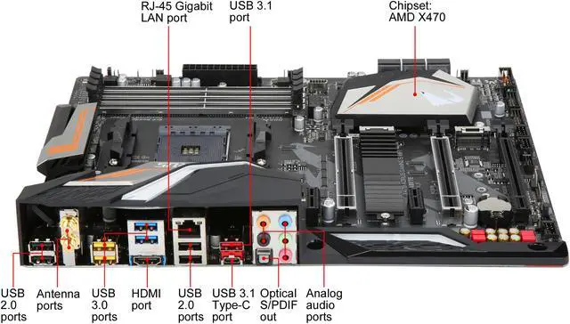 Alt view image 6 of 6 - GIGABYTE X470 AORUS GAMING 5 WIFI AM4 AMD X470 USB 3.1 ATX AMD Motherboard