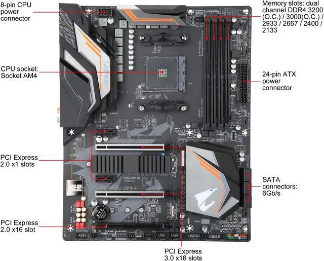 Alt view image 11 of 13 - GIGABYTE X470 AORUS ULTRA GAMING AM4 AMD X470 ATX AMD Motherboard