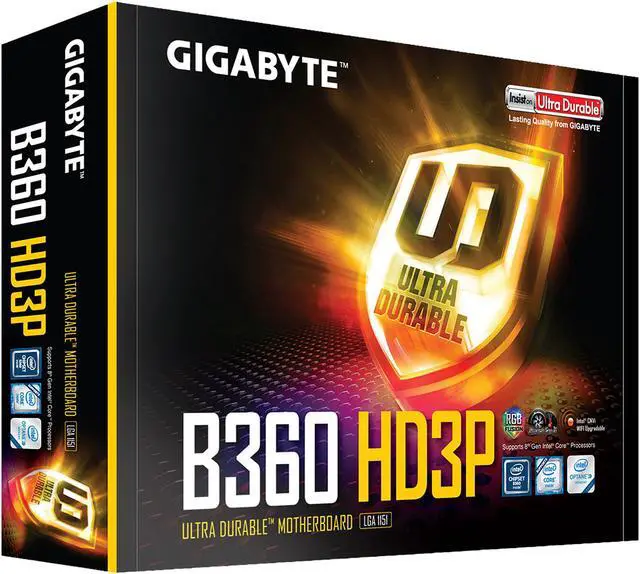 Alt view image 6 of 6 - GIGABYTE B360 HD3P LGA 1151 (300 Series) Intel B360 HDMI USB 3.1 ATX Intel Motherboard