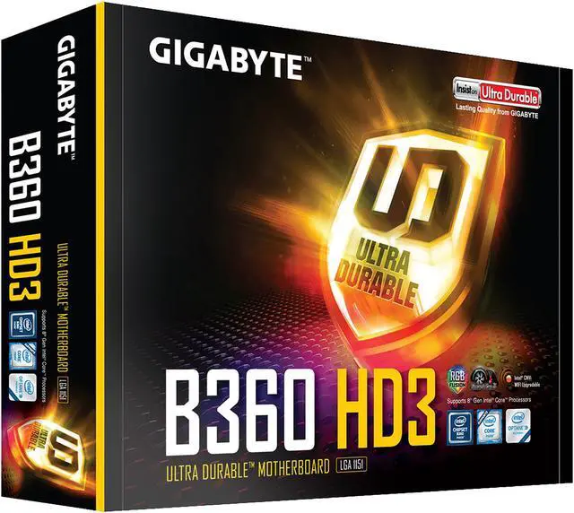 Alt view image 6 of 6 - GIGABYTE B360 HD3 LGA 1151 (300 Series) Intel B360 HDMI USB 3.1 ATX Intel Motherboard