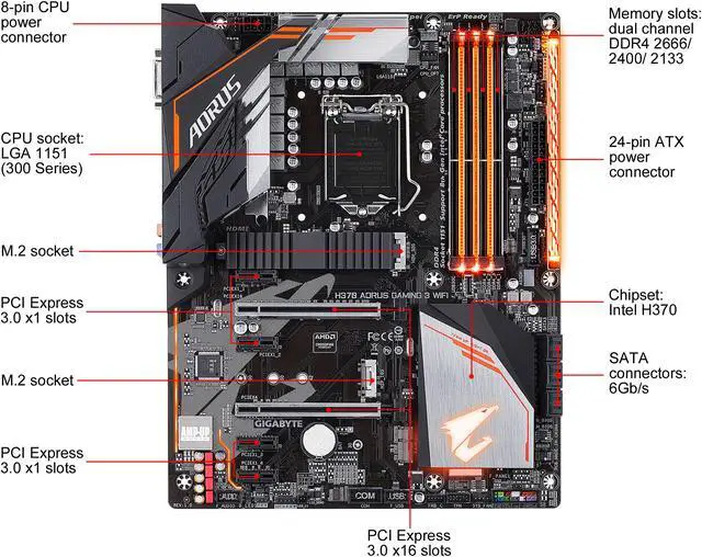 Alt view image 2 of 12 - GIGABYTE H370 AORUS Gaming 3 WIFI LGA 1151 (300 Series) Intel H370 HDMI USB 3.1 ATX Intel Motherboard