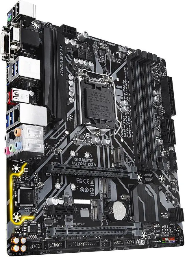 Alt view image 3 of 5 - GIGABYTE H370M D3H LGA 1151 (300 Series) Intel H370 HDMI USB 3.1 Micro ATX Intel Motherboard