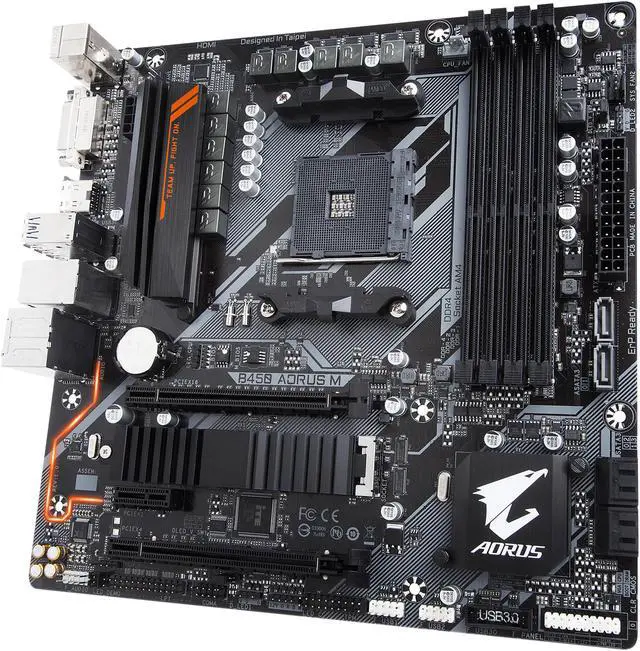 Alt view image 3 of 15 - GIGABYTE Motherboard B450 AORUS M AM4 AMD B450 USB 3.0 HDMI Micro ATX AMD Motherboard