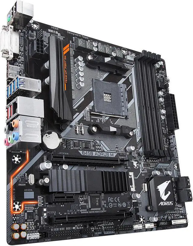 Alt view image 4 of 15 - GIGABYTE Motherboard B450 AORUS M AM4 AMD B450 USB 3.0 HDMI Micro ATX AMD Motherboard