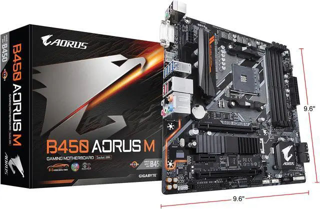 Alt view image 9 of 15 - GIGABYTE Motherboard B450 AORUS M AM4 AMD B450 USB 3.0 HDMI Micro ATX AMD Motherboard