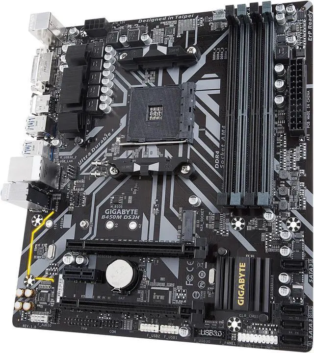 Alt view image 3 of 14 - GIGABYTE B450M DS3H AM4 Micro ATX AMD Motherboard
