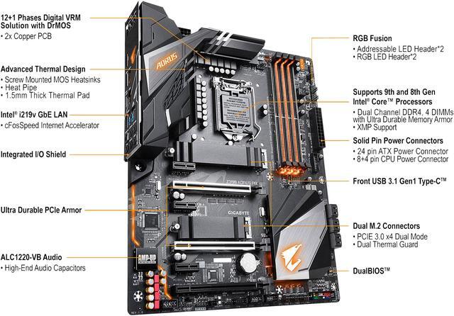 Alt view image 5 of 10 - GIGABYTE Z390 AORUS PRO LGA 1151 (300 Series) Intel Z390 HDMI USB 3.1 ATX Intel Motherboard