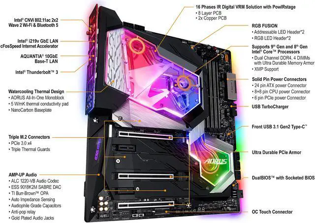 Alt view image 4 of 6 - GIGABYTE Z390 AORUS XTREME WATERFORCE LGA 1151 (300 Series) Intel Z390 HDMI USB 3.1 Extended ATX Intel Motherboard