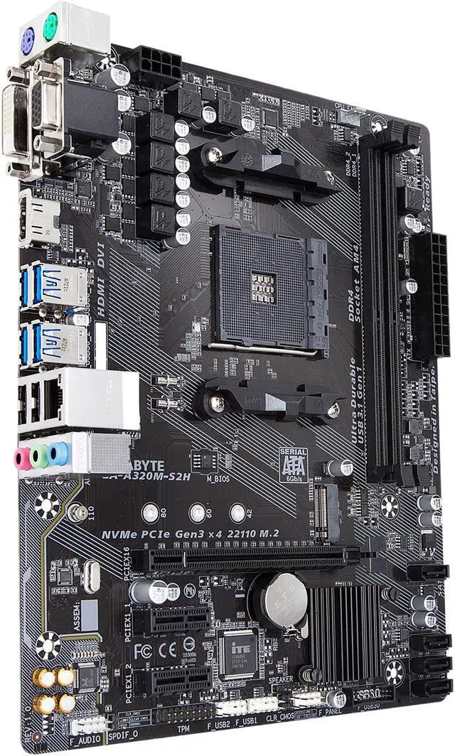 Alt view image 4 of 8 - GIGABYTE GA-A320M-S2H AM4 AMD A320 Micro ATX AMD Motherboard