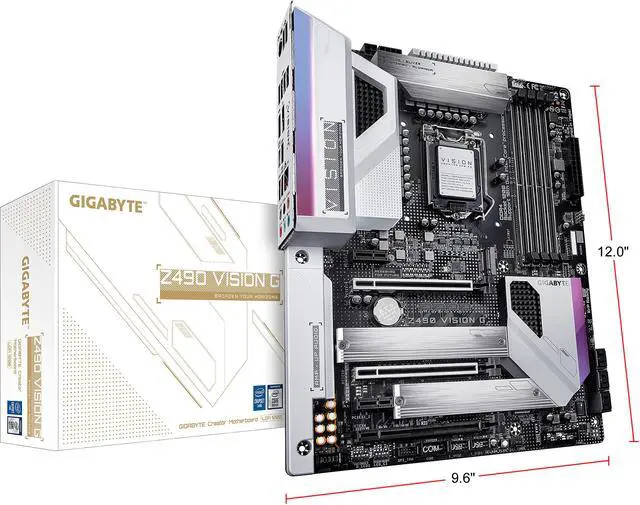 Alt view image 7 of 7 - GIGABYTE Z490 VISION G LGA 1200 Intel Z490 ATX Motherboard with Dual M.2, SATA 6Gb/s, USB 3.2 Gen 2, 2.5 GbE LAN, SLI Support
