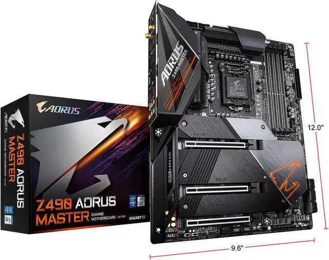 Alt view image 10 of 10 - GIGABYTE Z490 AORUS MASTER LGA 1200 Intel Z490 ATX Motherboard with Triple M.2, SATA 6Gb/s, USB 3.2 Gen 2, WIFI 6, 2.5 GbE LAN
