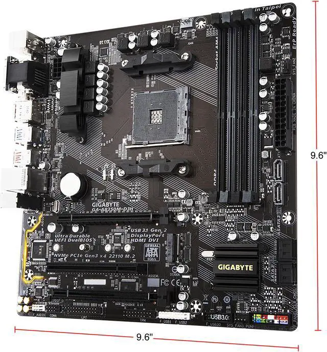 Alt view image 5 of 7 - GIGABYTE GA-AB350M-D3H AMD AM4 SATA USB 3.1 Micro-ATX Motherboard (White Box)