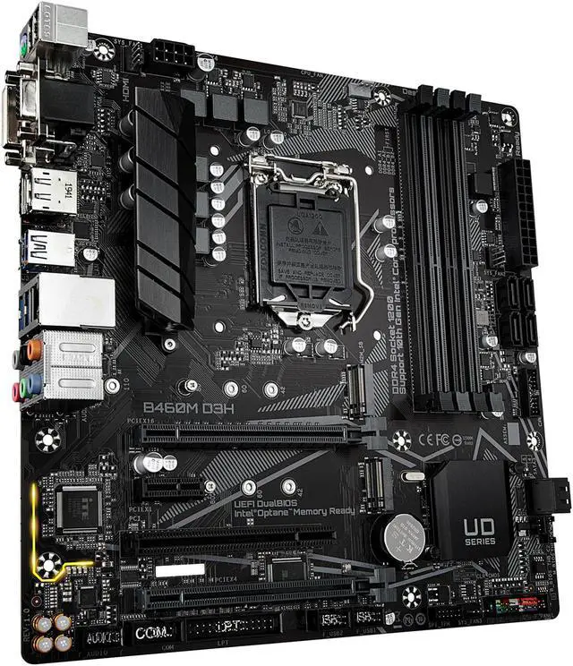 Alt view image 3 of 7 - GIGABYTE B460M D3H LGA 1200 Intel B460 Micro-ATX Motherboard with Dual M.2, SATA 6Gb/s, USB 3.2 Gen 1